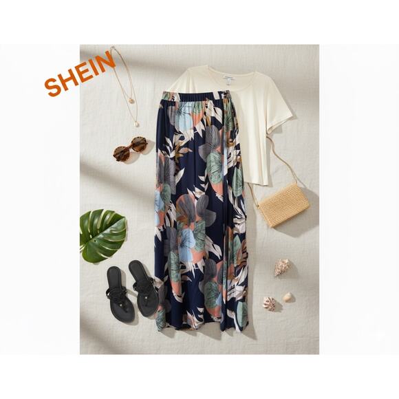 SHEIN Beautiful Tropical Maxi Skirt Sz. 3X - Picture 1 of 5